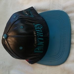 Carolina Panthers Leather Material Vintage NFL Hat Cap